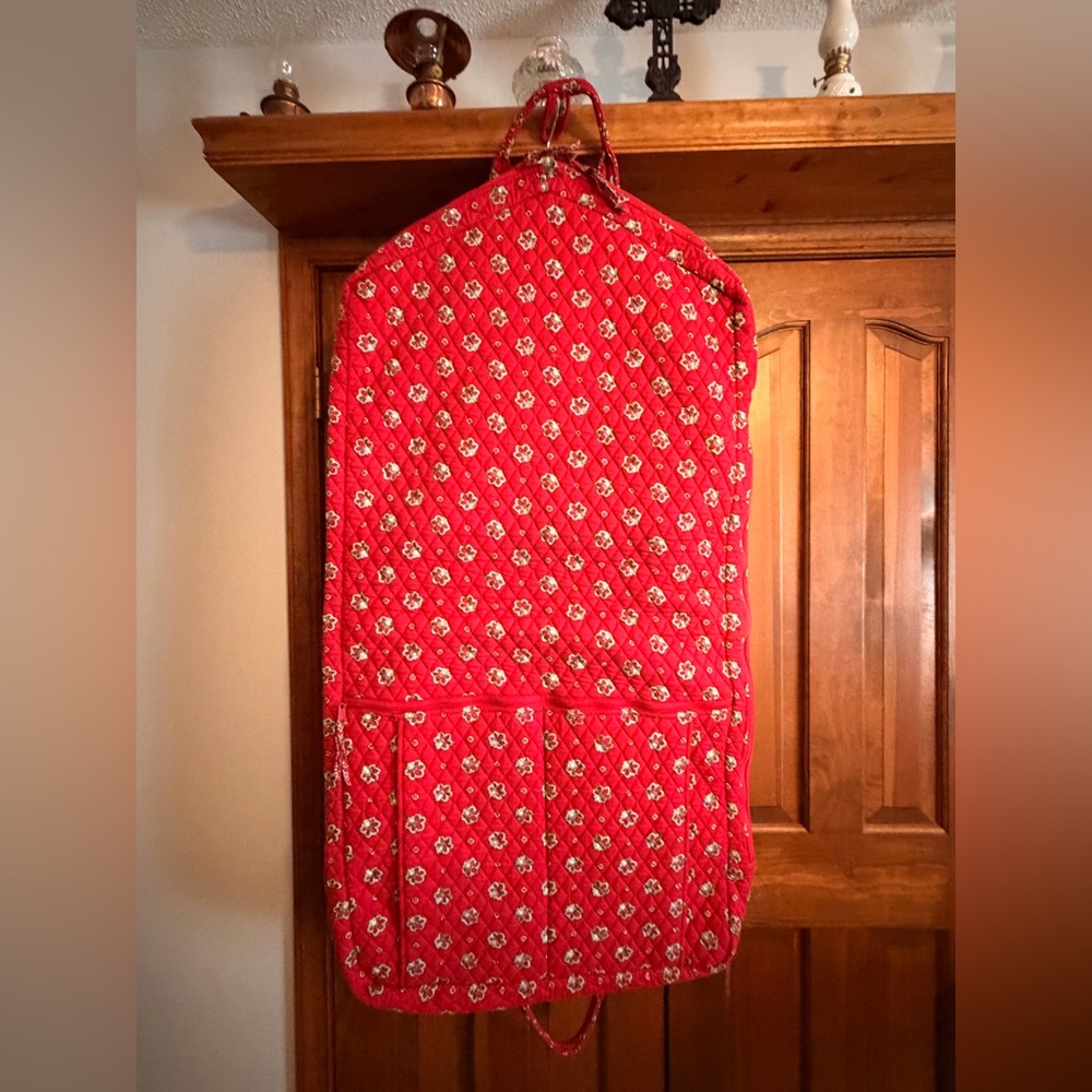 Quilted Floral Garment Bag in Vibrant Red